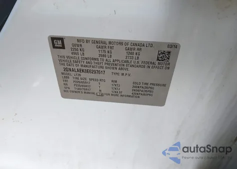 2014 Chevrolet Equinox Ls из США, поврежденный, VIN 2GNALAEK8E6297617